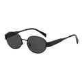 Retro oval metal frame sunglasses - BAODAREN black grey ladies shades UV400 unisex lightweight eyewear
