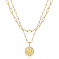 Weiyanfnr gold initial necklace T - layered paperclip chain adjustable stainless steel detachable pendant women jewelry
