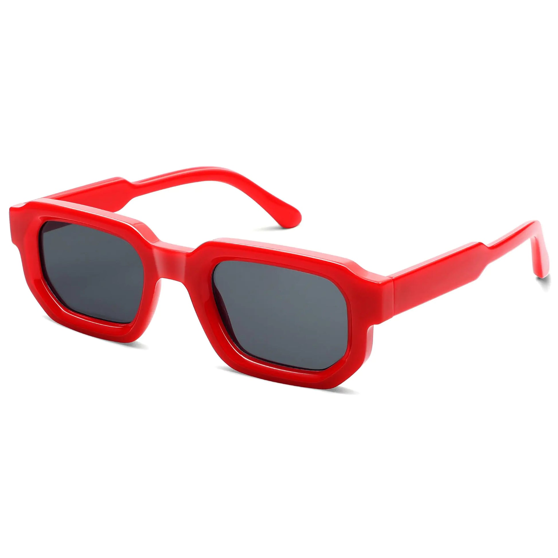 Vintage chunky rectangular sunglasses - VANLINKER retro 90s thick frame red grey UV400 unisex sun glasses