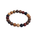 Mixed wood beaded stretch bracelet bangle - Buddhist meditation mala jewelry