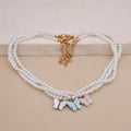 Bow knot pearl necklace opal pendant - European American ball chain light luxury elegant women gift