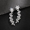 Diamond flower earrings rose gold detail - European American Korean style celebrity women jewelry gift