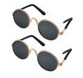 Funny cute puppy cat sunglasses - retro circular metal cosplay glasses photo props for Chihuahua Pomeranian