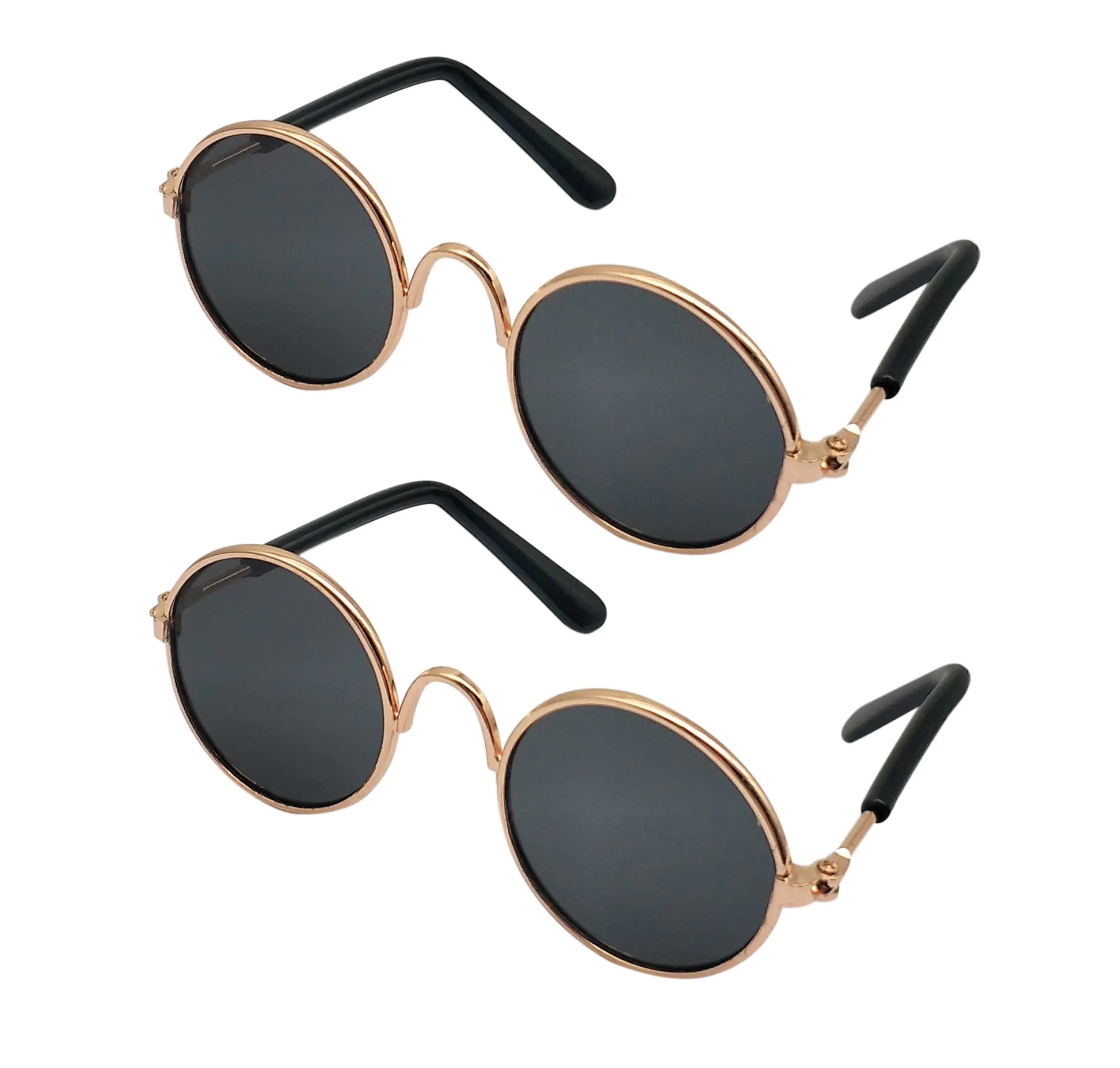 Funny cute puppy cat sunglasses - retro circular metal cosplay glasses photo props for Chihuahua Pomeranian