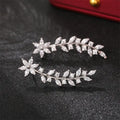 Diamond flower earrings gold detail - European American Korean style celebrity women jewelry gift