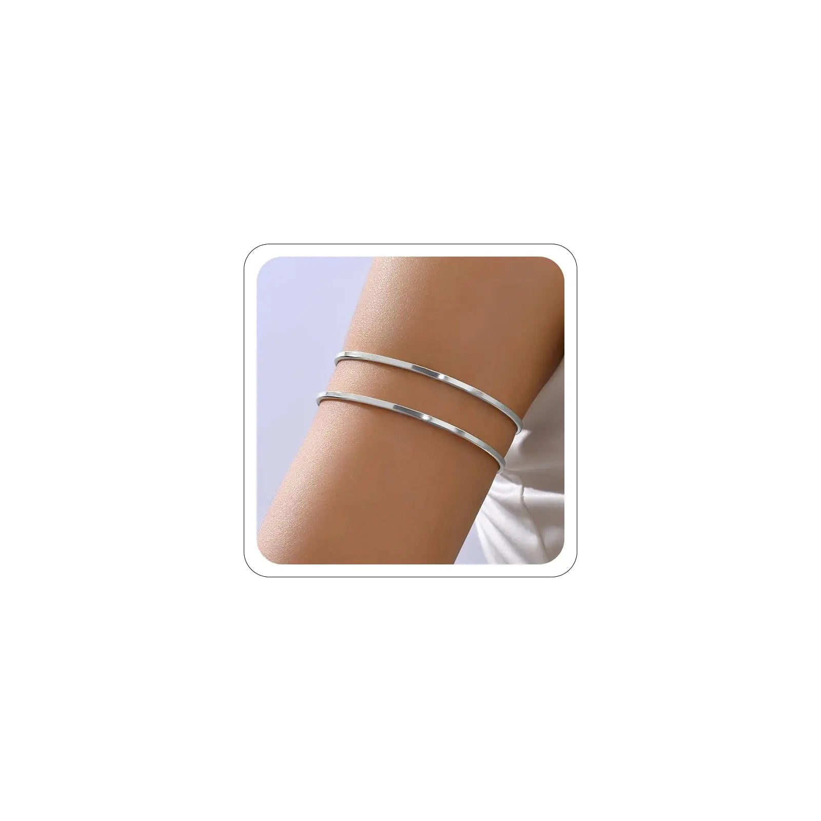 ANGLEQUEEN silver arm cuff for women - thin minimalist upper arm bracelet jewelry