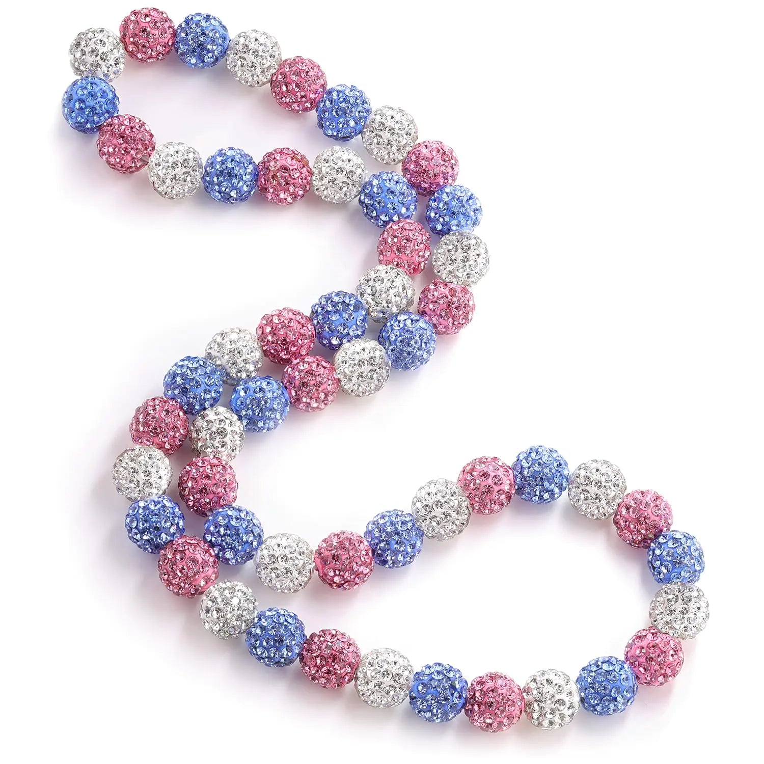 TINKRSTUFF bling baseball necklace - Ice Collection rhinestone beaded pink light blue white 16 inch team spirit jewelry