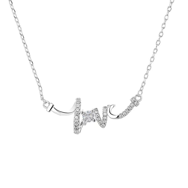 Light luxury LOVE necklace women silver - minority design copper O-shaped chain English letters affordable elegant jewelry
