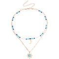 Bohemian beaded necklace - dainty initial handmade choker 14K gold plated turquoise shell heart personalized jewelry women