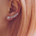 Full diamond flower earrings white gold - European American Korean style celebrity women jewelry gift