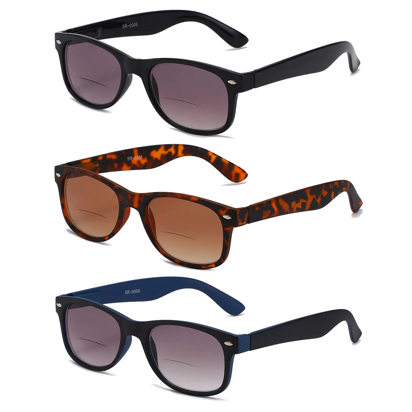 MMOWW bifocal sunglasses for women 3 pack - classic retro reading glasses UV 400 sun readers +1.0 magnification