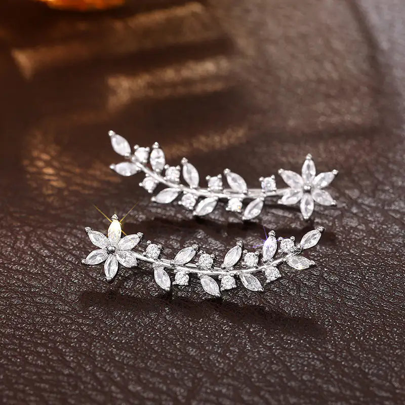 Full diamond flower earrings display - European American Korean style celebrity women jewelry gift